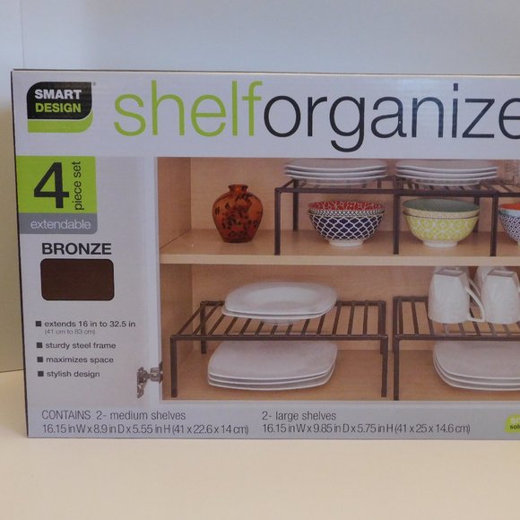 Smart Design Shelf Organizer - Extendable 4 Piece Set Extendable - Picture 1 of 4